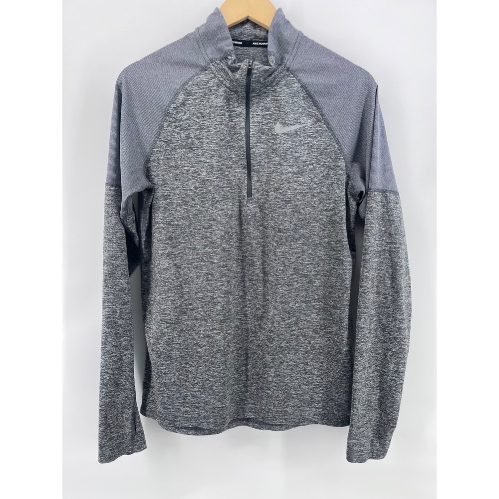 Nike Running Dri-FIT Quarter Zip Pullover Grey Heathered Mens Small S